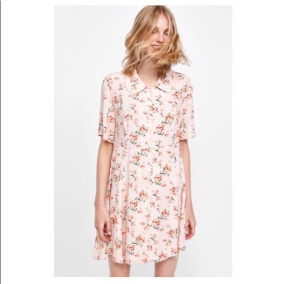 zara pink button dress